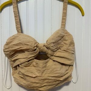 Tan Ruched Crop Top